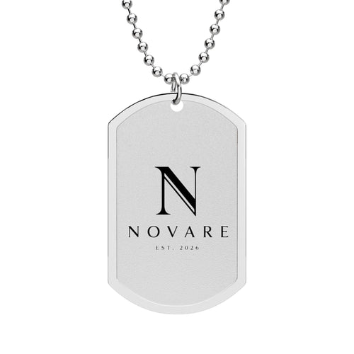 Engraved Monogram Dog Tag Necklace — Personalized 'N' Novare Pendant
